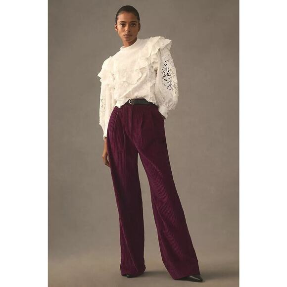 NWT Farm Rio Corduroy Flare Oversize Pants Size XL BURGUNDY Purple #8E404 - Picture 1 of 12
